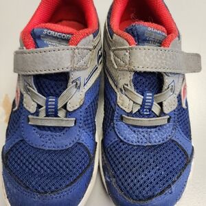Saucony Kids Blue, Gray and Red Velcro Sneakers